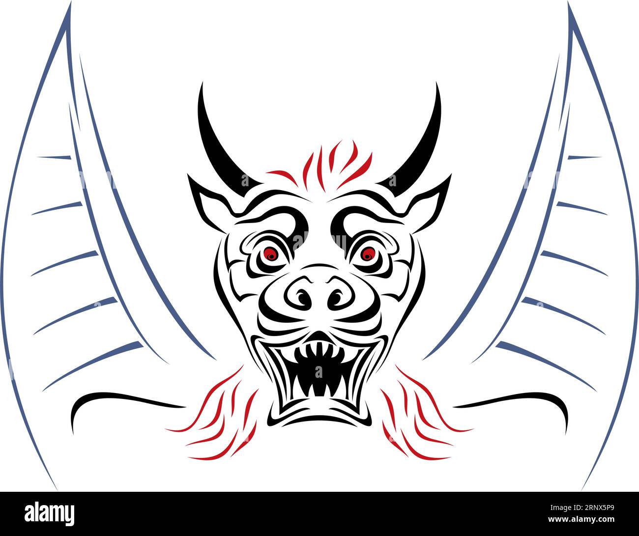 Illustration du diable avec des cornes et des ailes Illustration de Vecteur