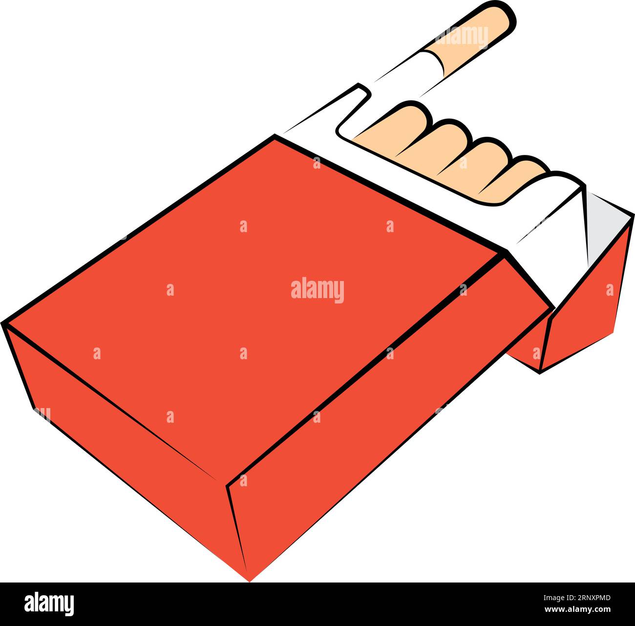 Illustration d'une boîte rouge ouverte avec des cigarettes Illustration de Vecteur