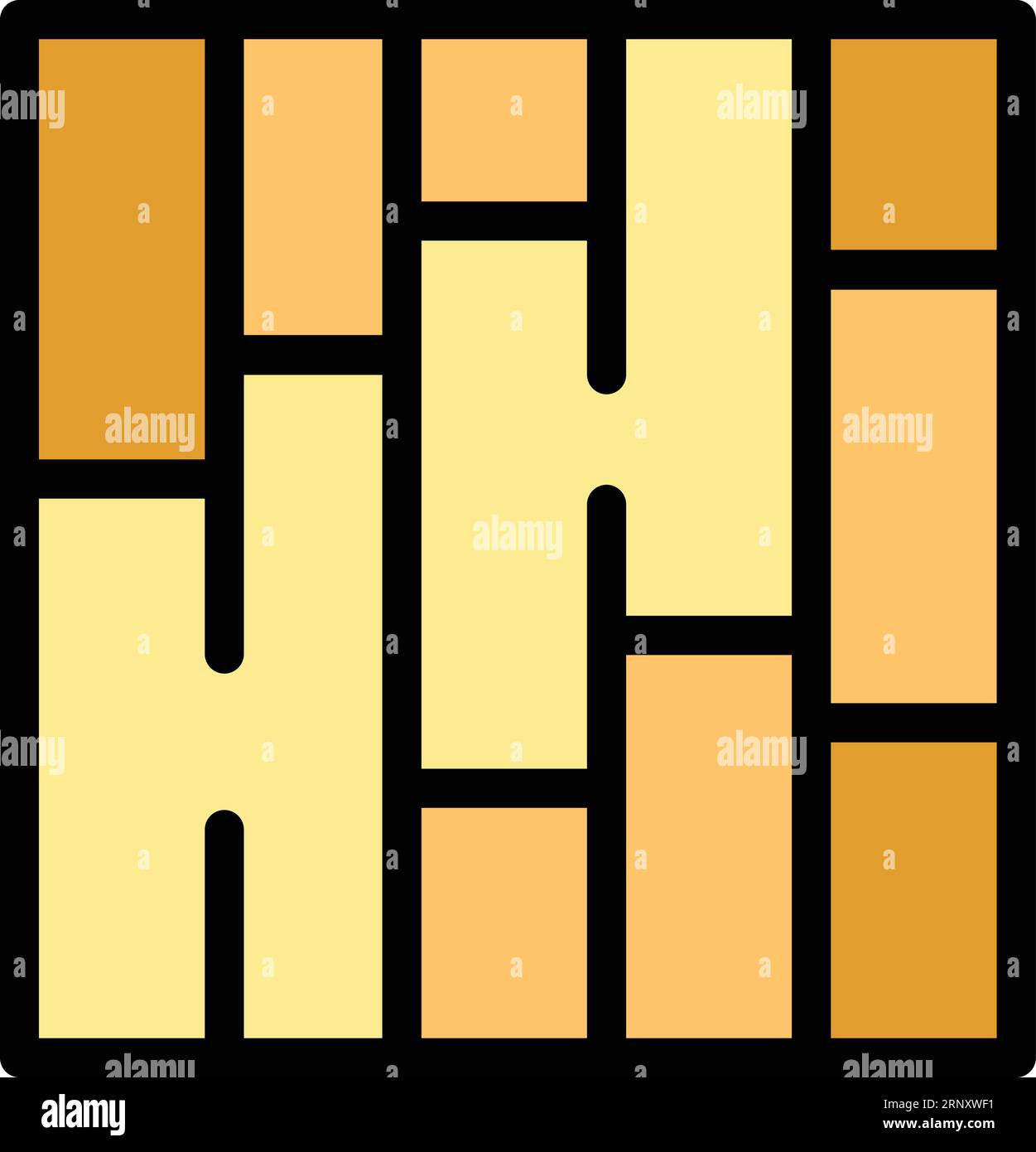 Vecteur de contour d'icône de paroi de matériau. Décoration de sol. Plancher couleur bois plat Illustration de Vecteur