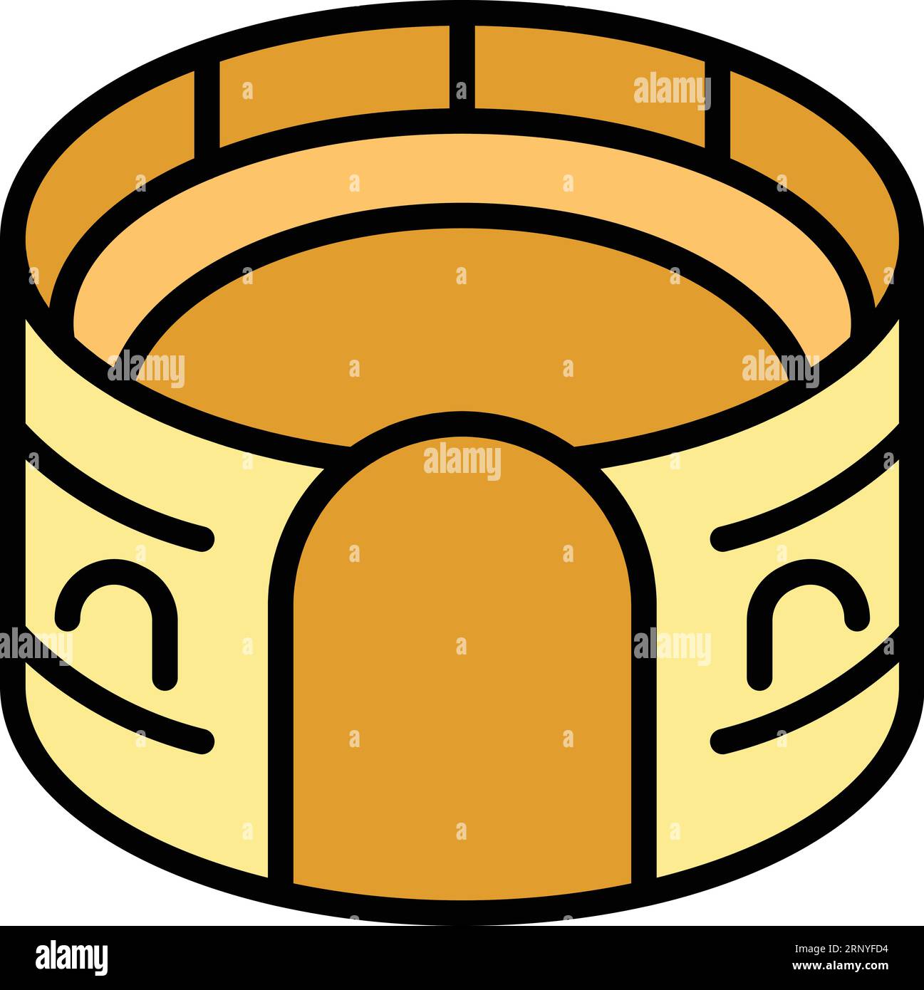 Vecteur de contour d'icône d'amphithéâtre de culture. Tourisme Hall. Couleur de scène de ville plat Illustration de Vecteur