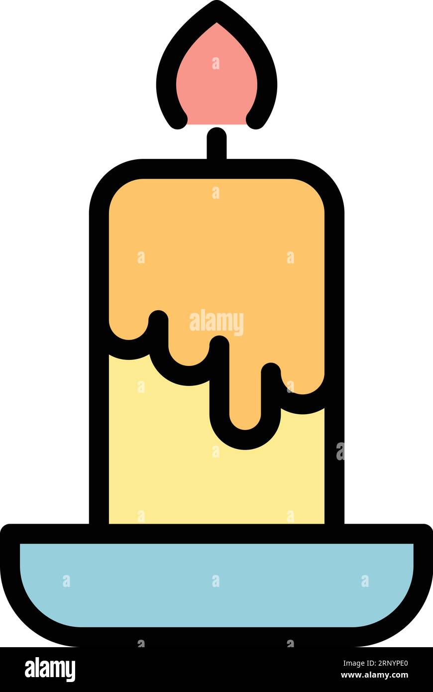 Vecteur de contour d'icône de bougie indienne. Ville de kolkata. Inde bengale couleur plat Illustration de Vecteur