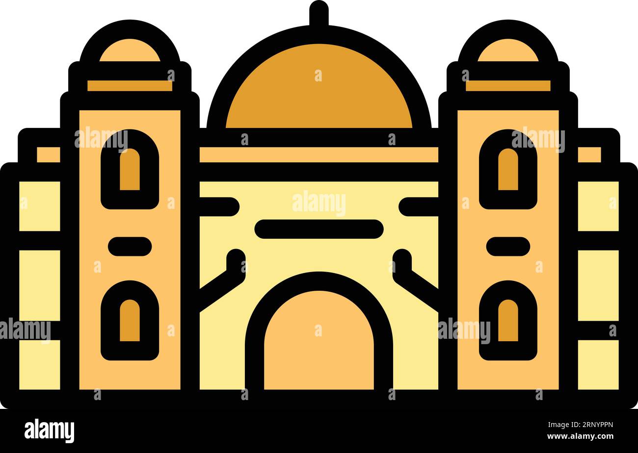 Vecteur de contour d'icône de temple Victoria. Skyline de la ville. Architecture indienne couleur plat Illustration de Vecteur