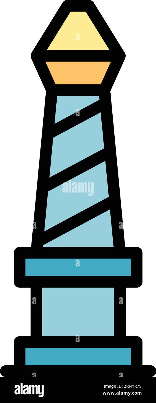 Vecteur de contour d'icône stupa Kolkata. Skyline de la ville. Architecture indienne couleur plat Illustration de Vecteur