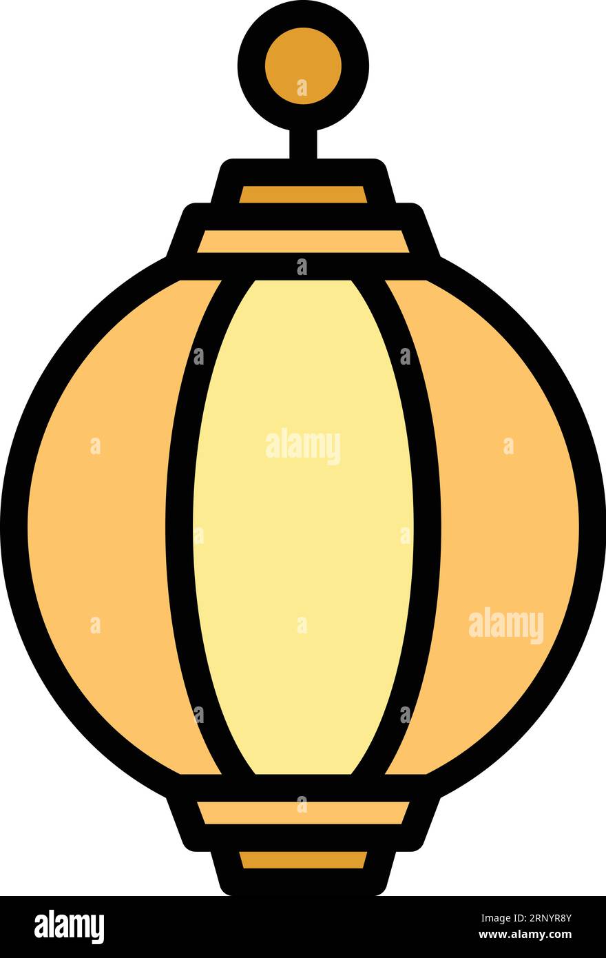 Vecteur de contour d'icône de lampadaire. Skyline india. Couleur du ciel ouest plat Illustration de Vecteur