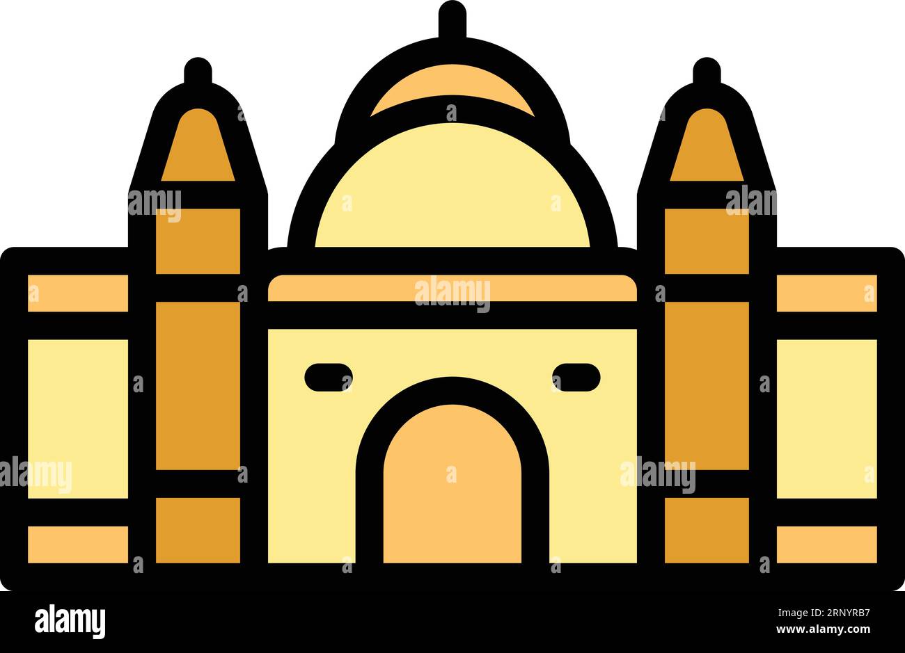 Vecteur de contour d'icône de temple de Kolkata. Skyline de la ville. Inde bengale couleur plat Illustration de Vecteur