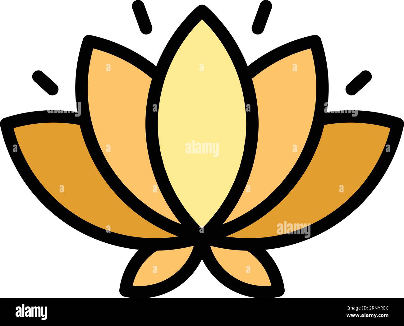 Vecteur de contour d'icône de fleur de Lotus. Culture indienne. Voyage couleur ciel plat Illustration de Vecteur