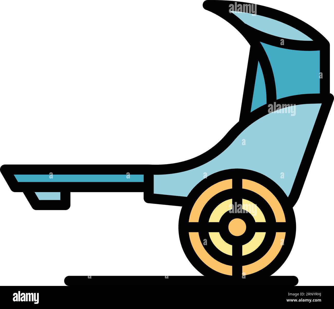 Vecteur de contour d'icône de chariot Kolkata. Taxi indien. Tram de ville couleur plat Illustration de Vecteur