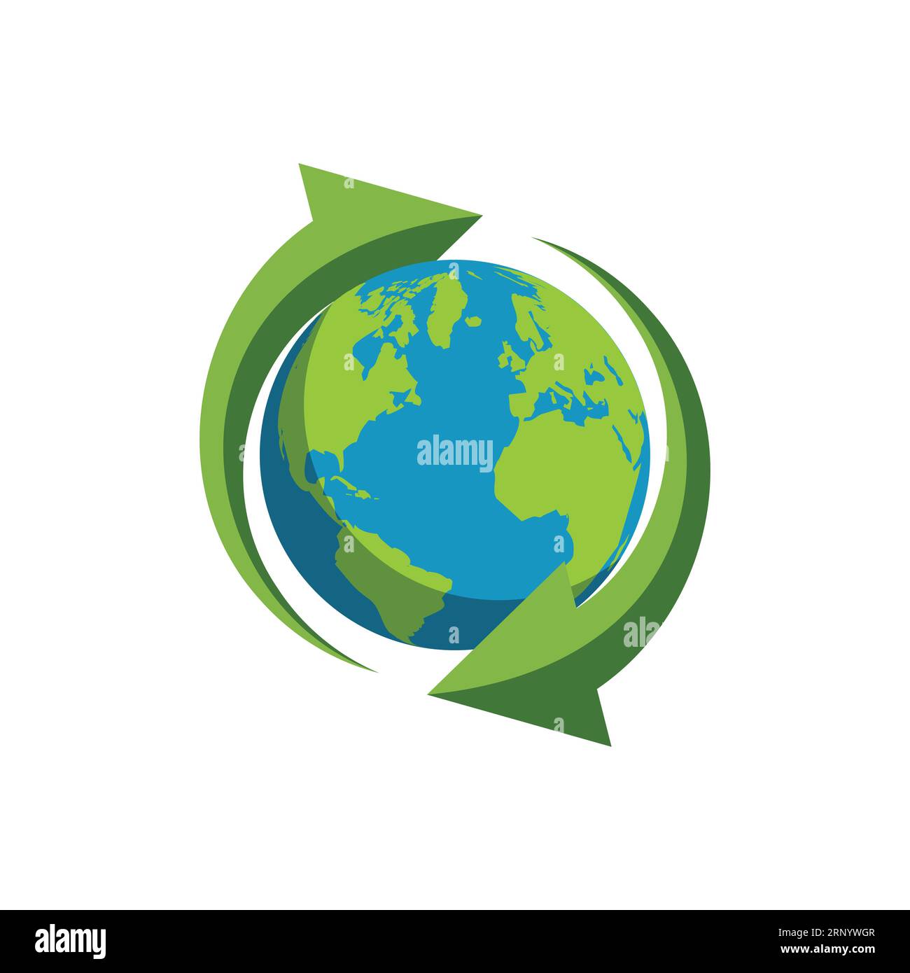 Vecteur de logo de recyclage mondial, terre avec symbole de recyclage. Illustration de Vecteur