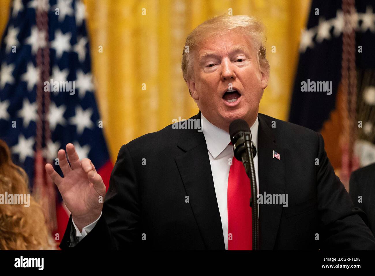 (180629) -- WASHINGTON, le 29 juin 2018 -- le président américain Donald Trump prononce un discours sur la Loi sur les réductions d'impôts et l'emploi à la Maison Blanche à Washington D.C., aux États-Unis, le 29 juin 2018.) U.S.-WASHINGTON D.C.-TRUMP-TAX-REMARQUES TINGXSHEN PUBLICATIONXNOTXINXCHN Banque D'Images