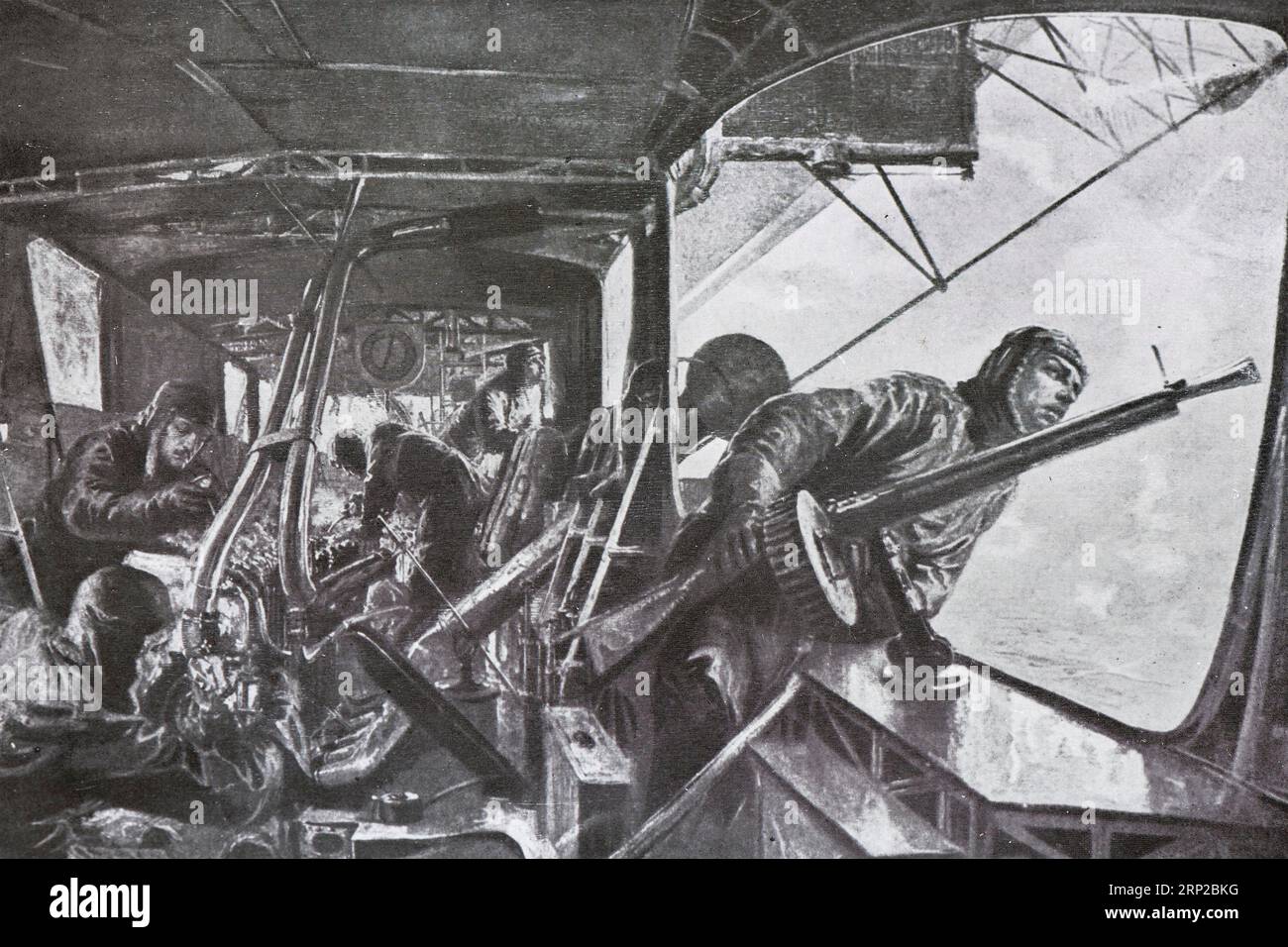 A bord d'un zeppelin allemand lors d'une attaque, 1917, France Banque D'Images