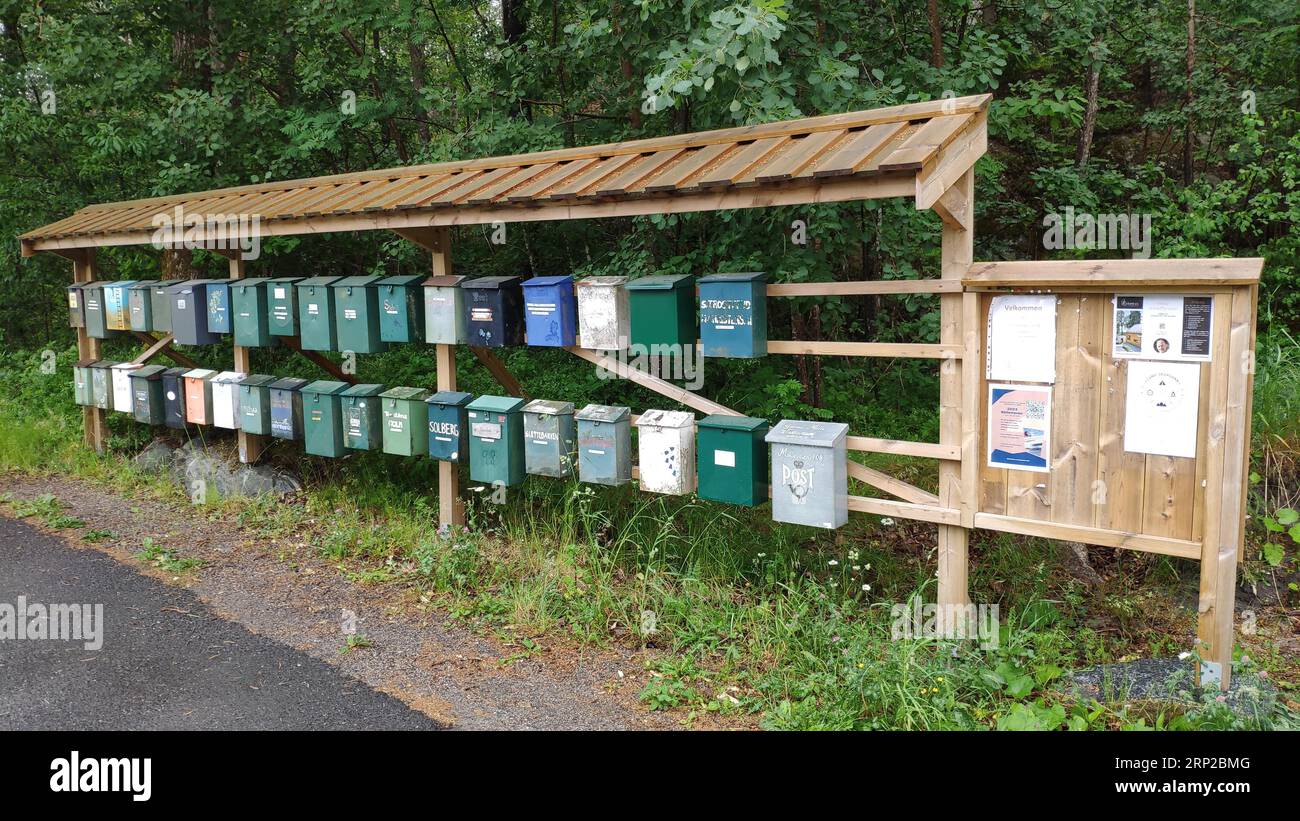 Boîtes aux lettres à la campagne, Norvège Banque D'Images