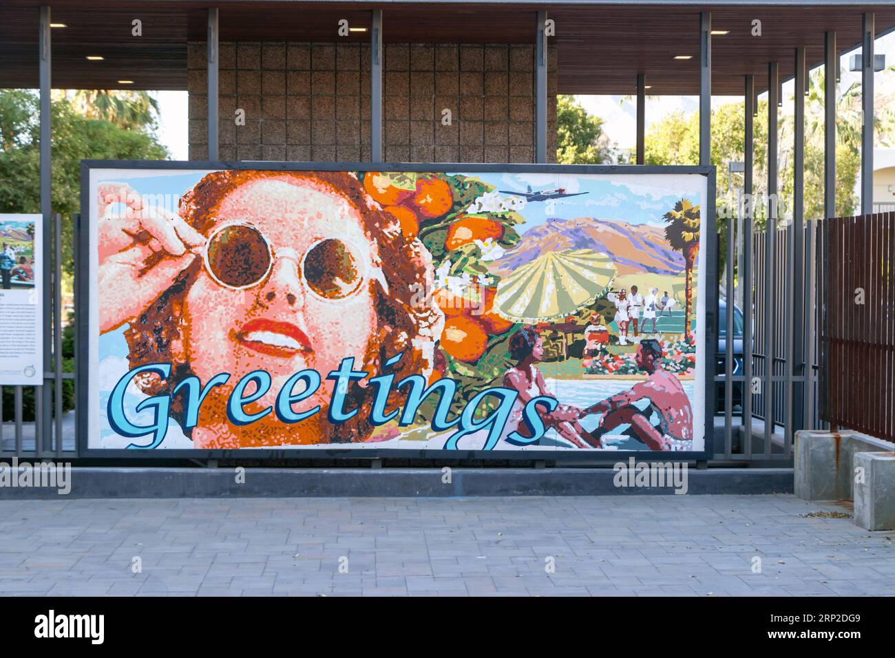 Salutations peinture panneau d'art mural à Palm Springs Californie États-Unis Banque D'Images