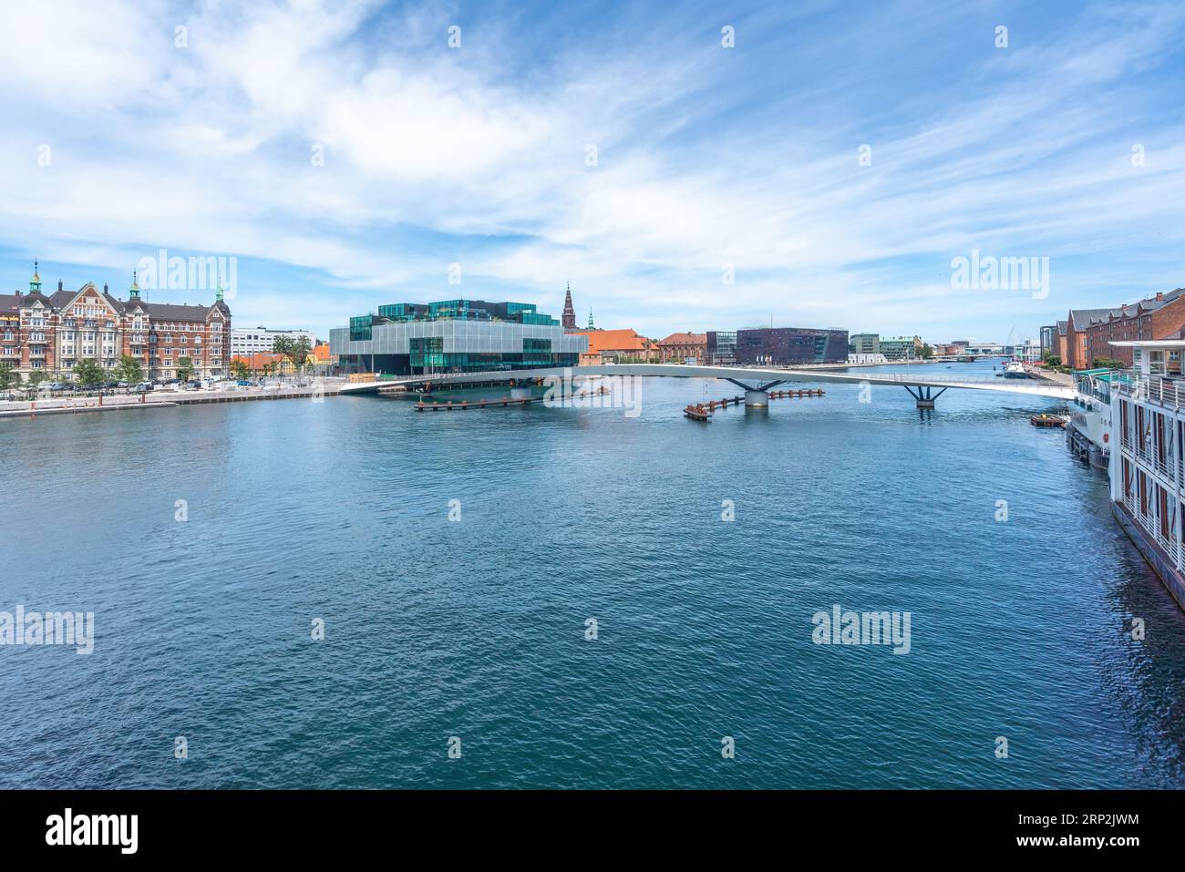 Skyline du canal du port intérieur de Copenhague avec pont Lille Langebro et bibliothèque royale - Copenhague, Danemark Banque D'Images