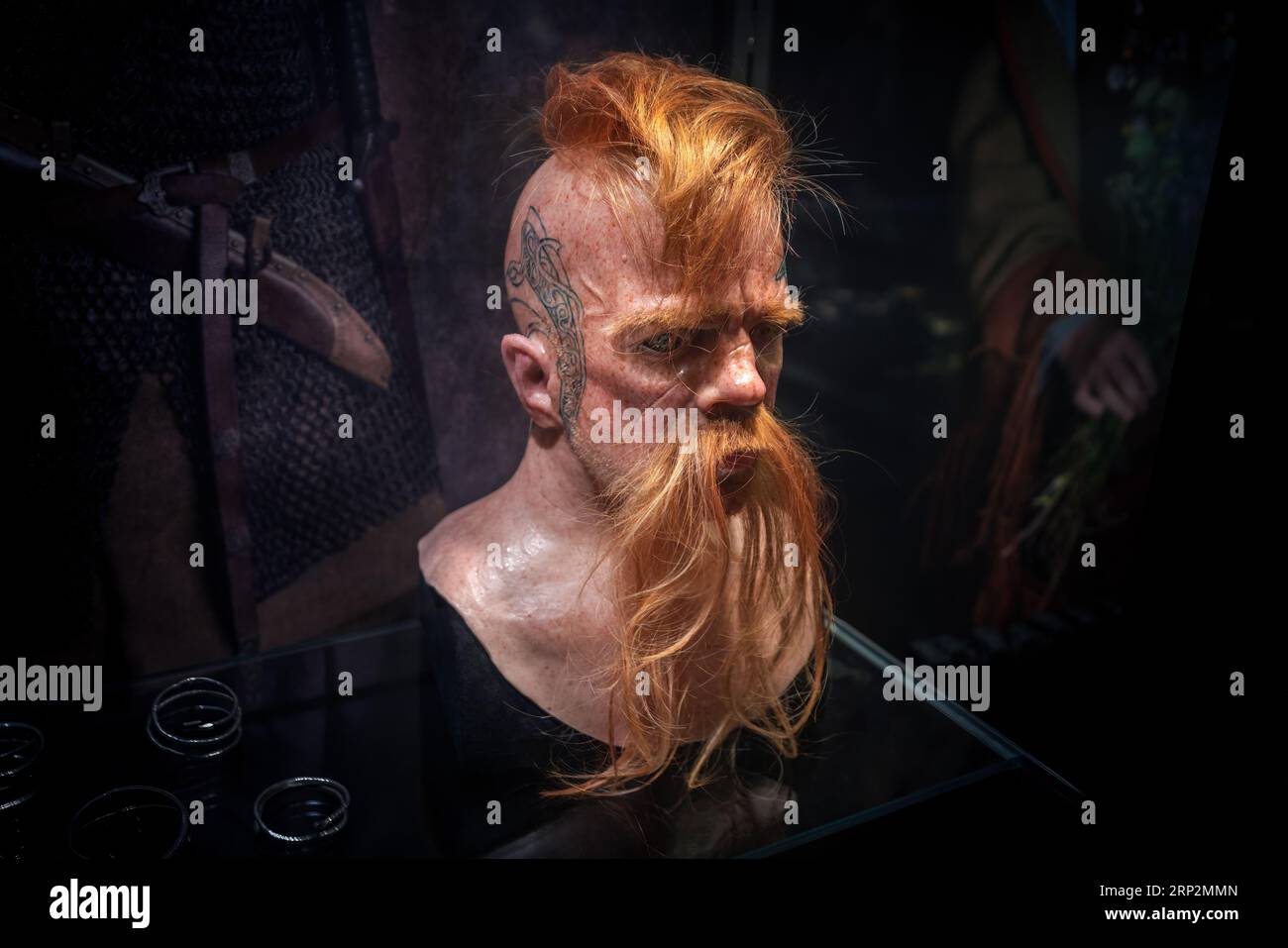 Reconstruction faciale historique d'un Viking au Musée national du Danemark - Copenhague, Danemark Banque D'Images