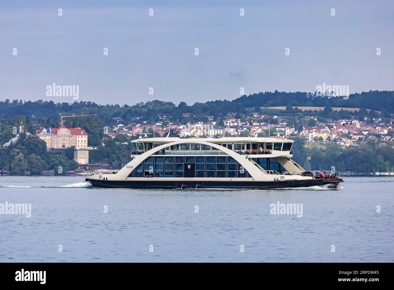 Car ferry sur le lac de Constance de Constance à Meersburg, Baden-Wuerttemberg, Allemagne Banque D'Images