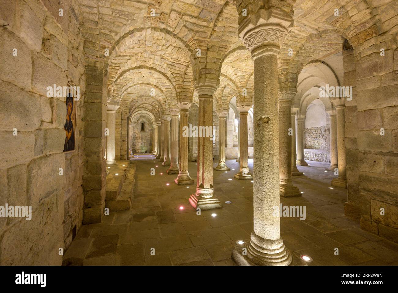 Crypte Longobard dans le monastère de San Salvatore di Monte Amiata, Abbadia San Salvatore, province de Sienne, Italie Banque D'Images