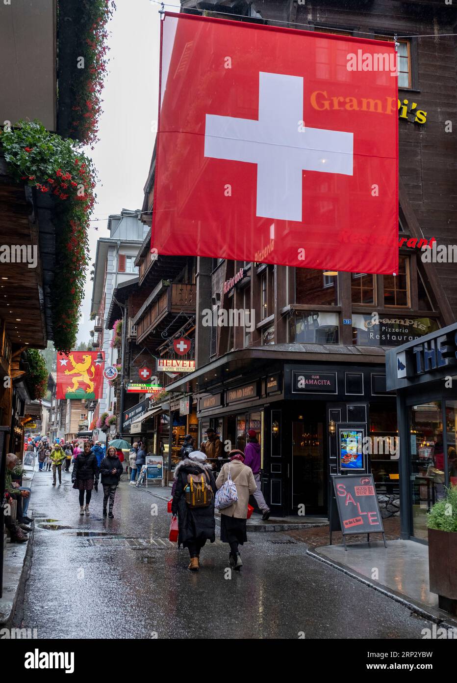 Centre ville de Zermatt, Canton du Valais, Suisse. Banque D'Images