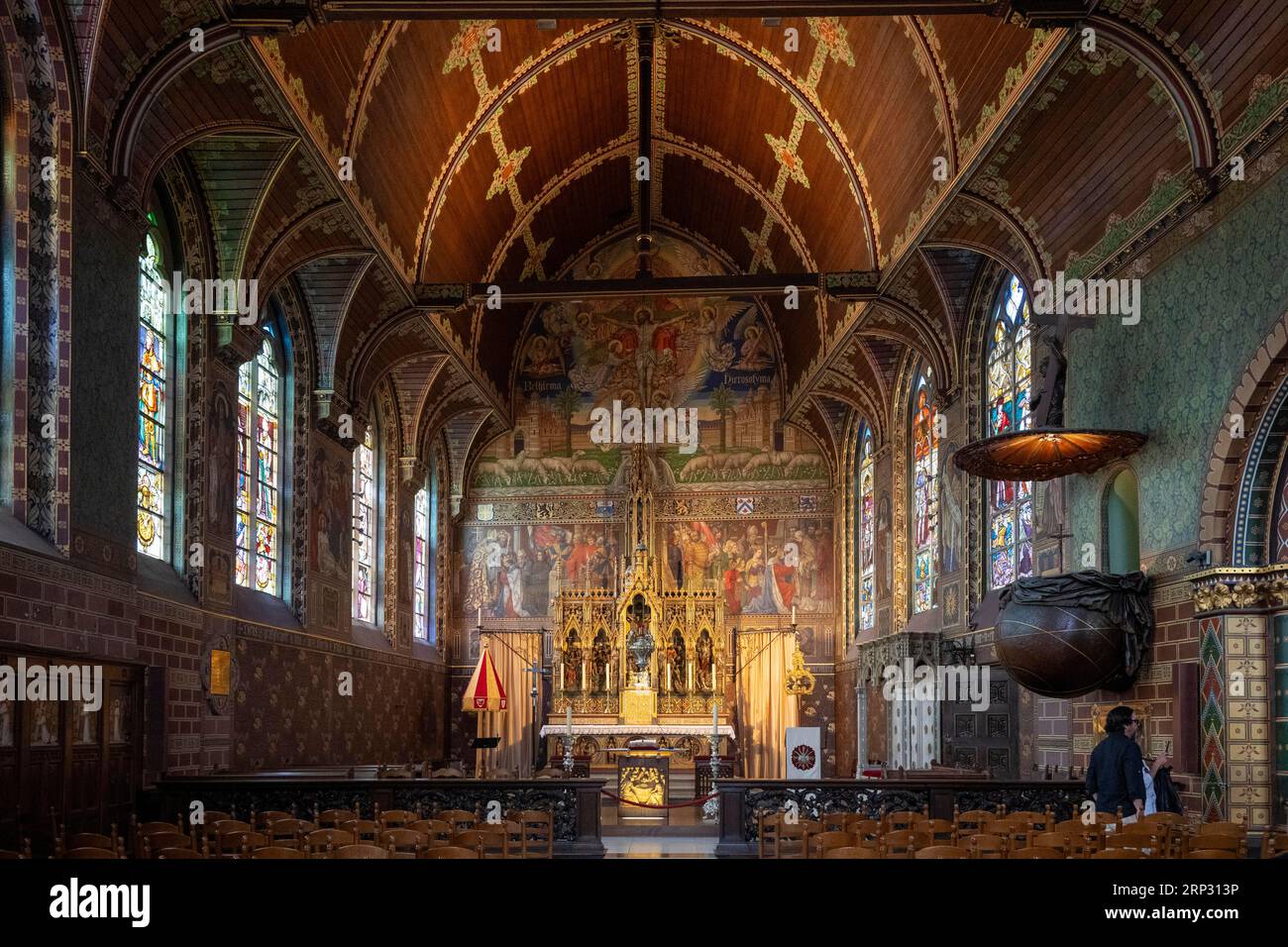 Intérieur de la Basilique du Saint-sang à Bruges, Flandre, Belgique Banque D'Images