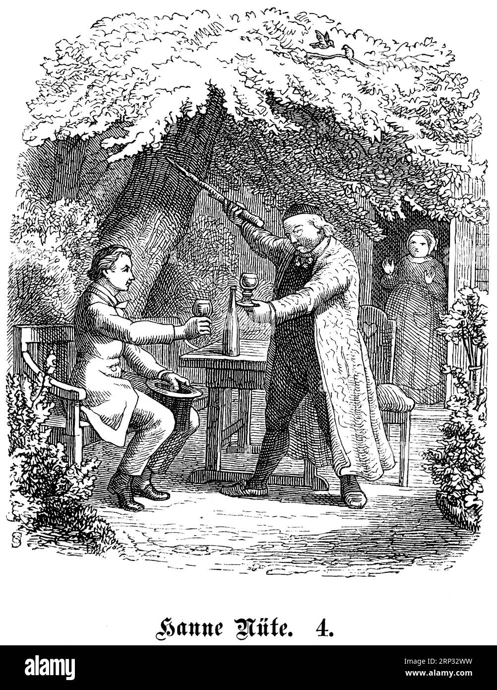 Fritz Reuter (1810) (1874) écrivain et poète bas-allemand, Hanne Nuete un de luette Pudel, Eine Vogel, und Menschengeschichte, Platt, Bas-allemand, faible Banque D'Images