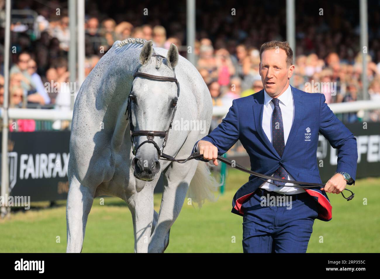 30 août 2023 Burghley Horse Trials inspection vétérinaire Oliver Towned avec Swallow, Springs Banque D'Images