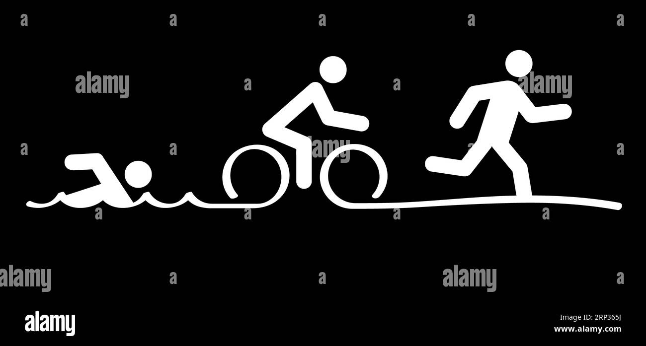 Motif de ligne de triathlon. Itinéraire Triatlon. Sports pour la natation, le cyclisme et la course ou course à pied, vélo et natation pictogramme. Symb d'icône d'activité vectorielle plate drôle Banque D'Images Motif de ligne de triathlon. Itinéraire Triatlon. Sports pour la natation, le cyclisme et la course ou course à pied, vélo et natation pictogramme. Symb d'icône d'activité vectorielle plate drôle Banque D'Images