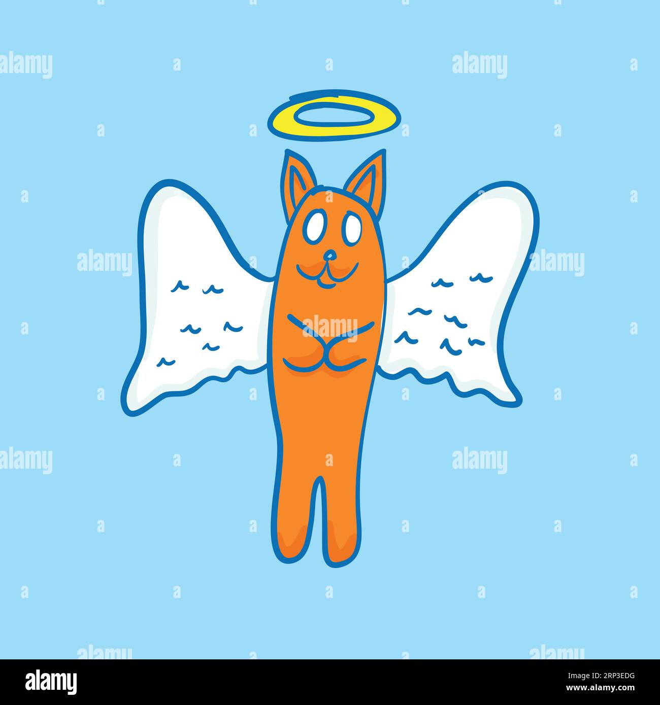 Cartoon Cat Angel avec des ailes. Vecteur Illustration de Vecteur