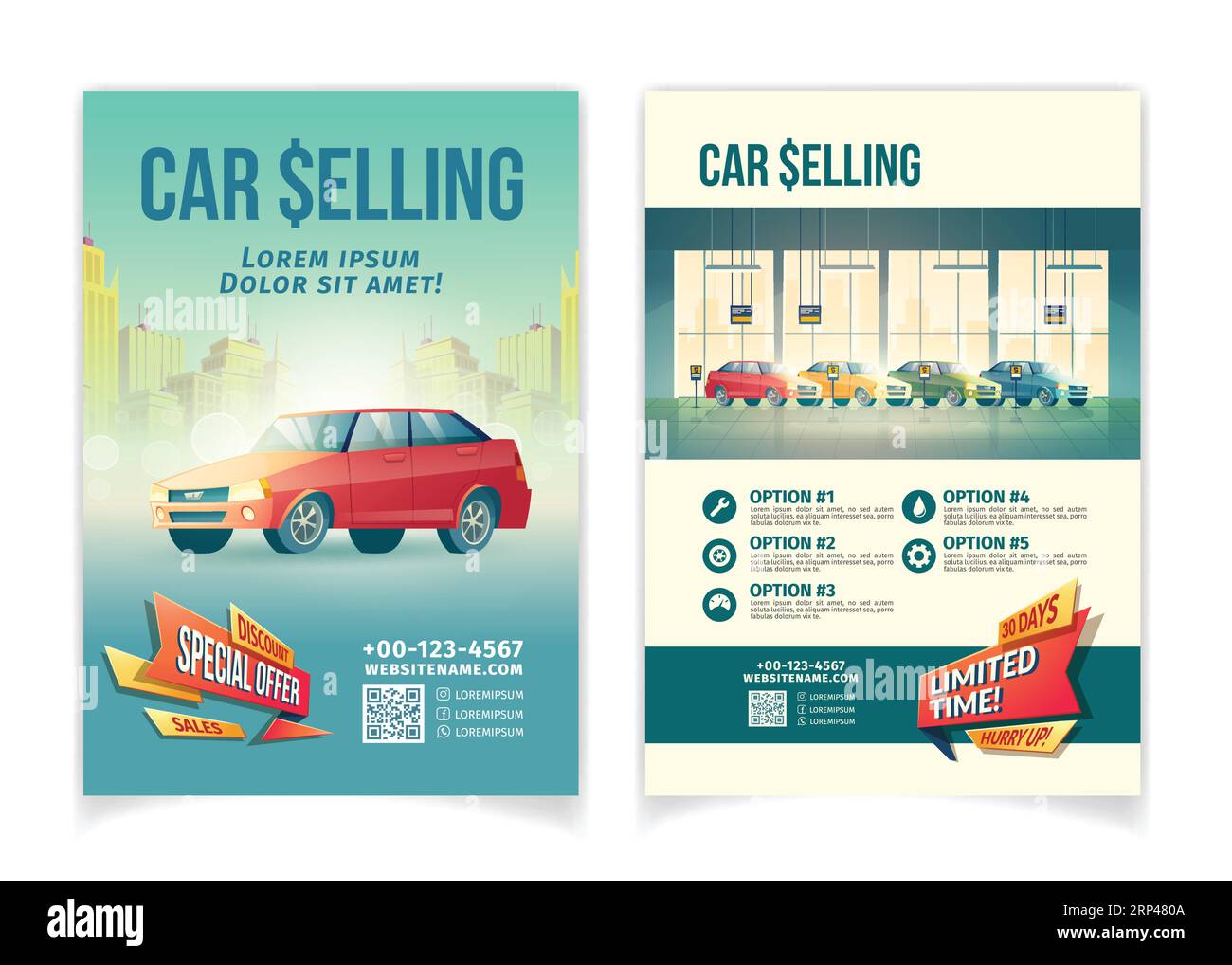 Voiture vendant à temps limité offre spéciale caricature vecteur