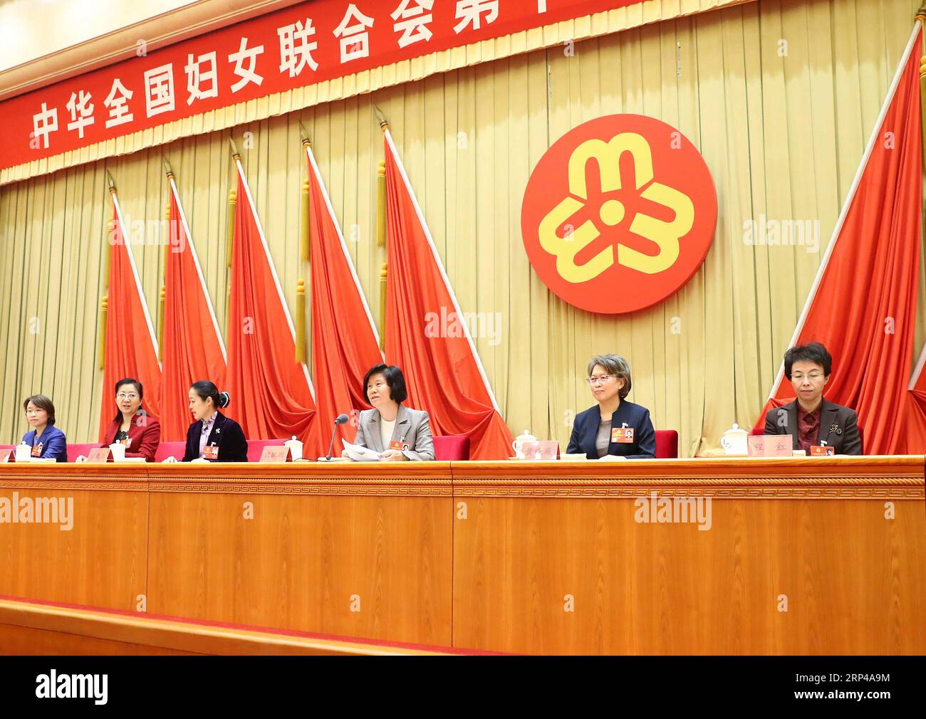 (181101) -- BEIJING, 1 novembre 2018 -- Shen Yueyue (3rd R) est réélue présidente de la Fédération des femmes de Chine (ACWF) lors de la première réunion plénière du 12e comité exécutif de la ACWF à Beijing, capitale de la Chine, le 1 novembre 2018. La réunion a également élu 14 personnes comme vice-présidents de la fédération et 40 comme membres de son comité permanent. ) (SXK) CHINA-BEIJING-WOMEN S FEDERATION-ELECTION-SHEN YUEYUE (CN) ZHANGXYUWEI PUBLICATIONXNOTXINXCHN Banque D'Images