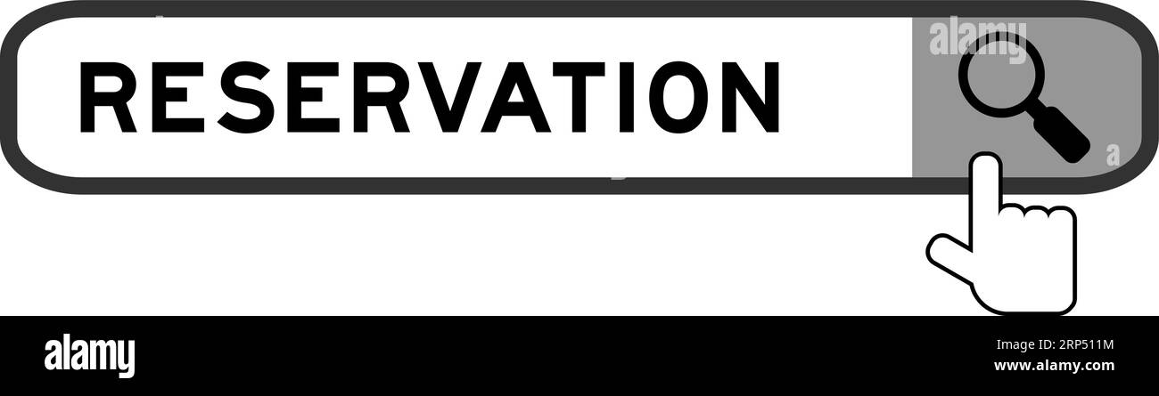 Rechercher la bannière dans la réservation de mot avec l'icône de loupe de remise sur fond blanc Illustration de Vecteur