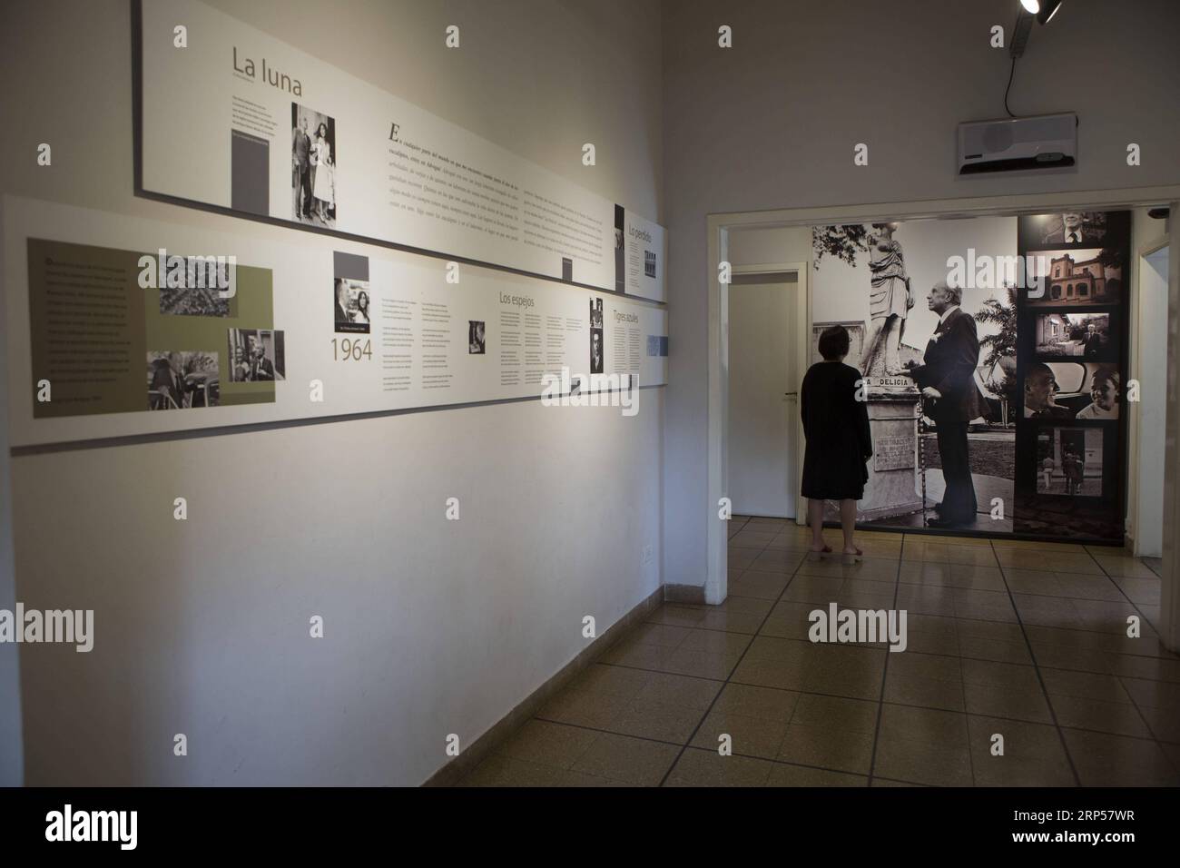 (181202) -- BUENOS AIRES, le 2 décembre 2018 -- Une femme rend visite à la Fondation internationale Jorge Luis Borges à Adrogue, à 26 km de Buenos Aires, la capitale Argentine, le 16 novembre 2018. La légende littéraire Jorge Luis Borges est considérée comme le plus grand écrivain argentin et une figure imposante de la littérature du 20e siècle, surtout connue pour ses nouvelles poétiques et énigmatiques qui explorent un monde de rêves, de philosophie et de religion. Il a utilisé des allusions chinoises telles que le rêve papillon du philosophe Chuang Tzu et la Grande Muraille dans ses œuvres. Et il avait en effet une canne à peinture chinoise chérie en sa possession Banque D'Images