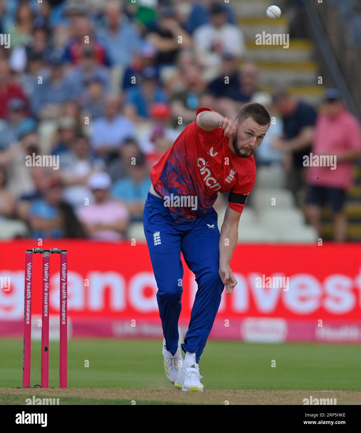 Birmingham 3 septembre : Gus Atkinson d'Angleterre en action lors de la troisième Vitality T20 International England Men v New Zealand Men à Edgbaston le 2023 septembre Birmingham Angleterre . Crédit : PATRICK ANTHONISZ/Alamy Live News Banque D'Images