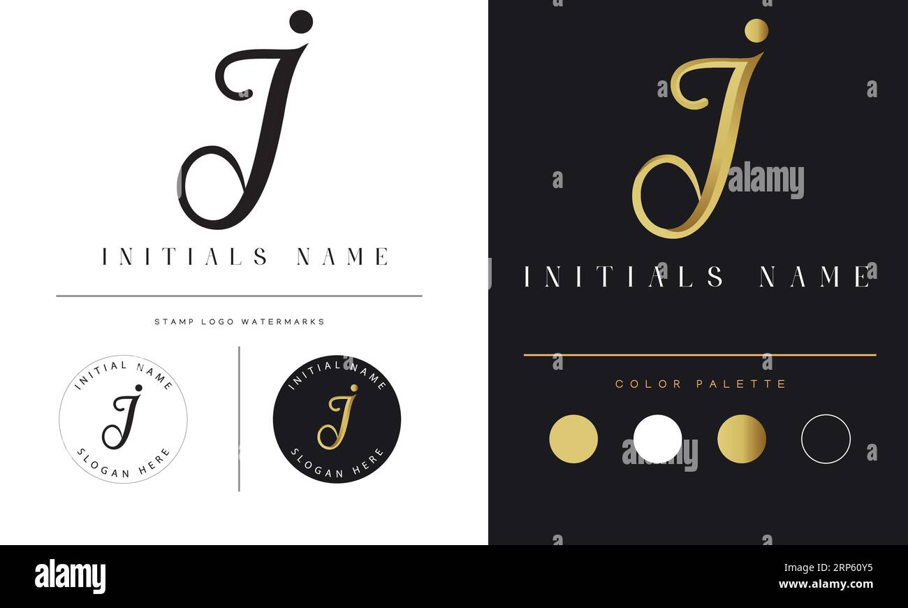 Logo de luxe initial J Monogram Text Letter Design Illustration de Vecteur