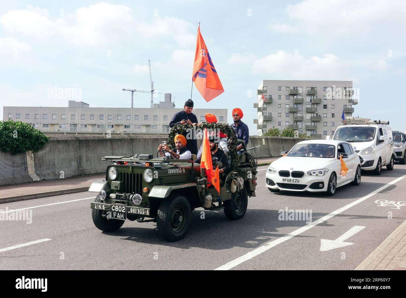 Londres, Royaume-Uni. 3 septembre 2023. Des milliers de Sikhs prennent part à la procession annuelle Nagar Kirtan, commençant à North Street Gurdwara, Barking et se terminant à High Road, Seven Kings Gurdwara, Ilford. © Simon King/ Alamy Live News Banque D'Images