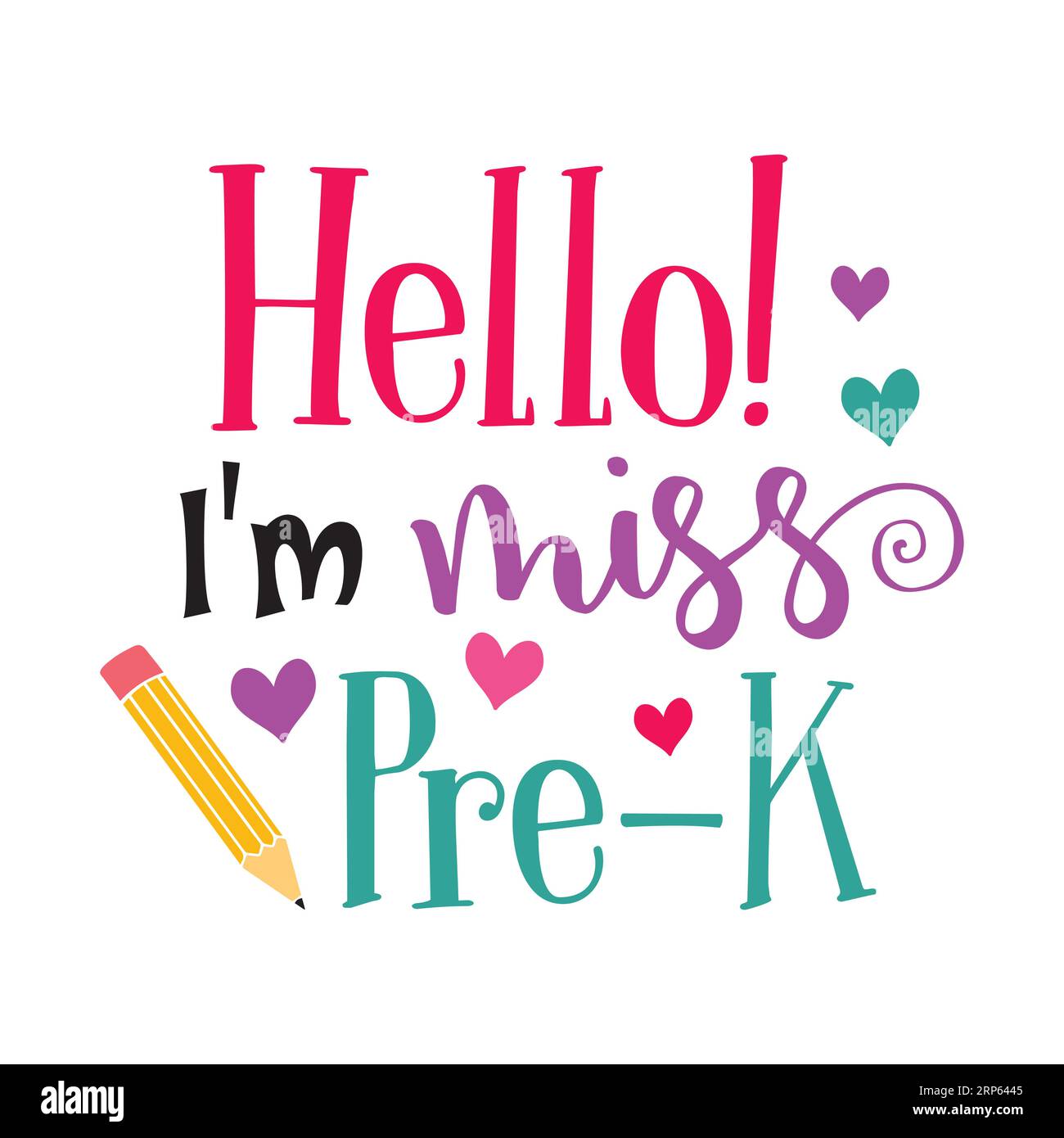 Bonjour im Miss Pre K, typographie t-shirt design, t-shirt imprimé, t-shirt design, lettrage t t-shirt design, Silhouette t-shirt design Illustration de Vecteur