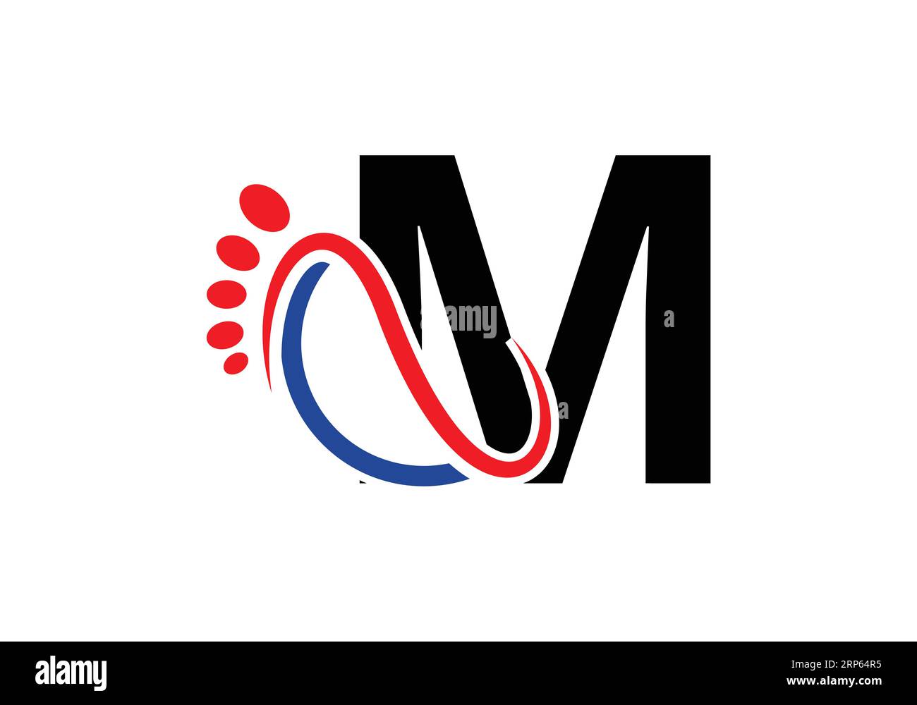 Modèle de vecteur de conception de logo de lettre M foot. Illustration de Vecteur