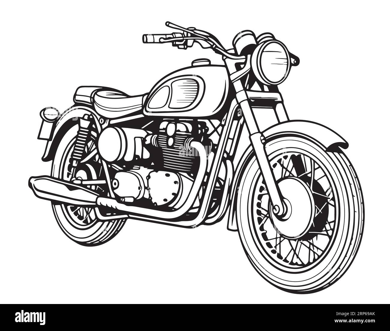 Croquis de moto dessiné à la main Vector Retro transport Illustration de Vecteur