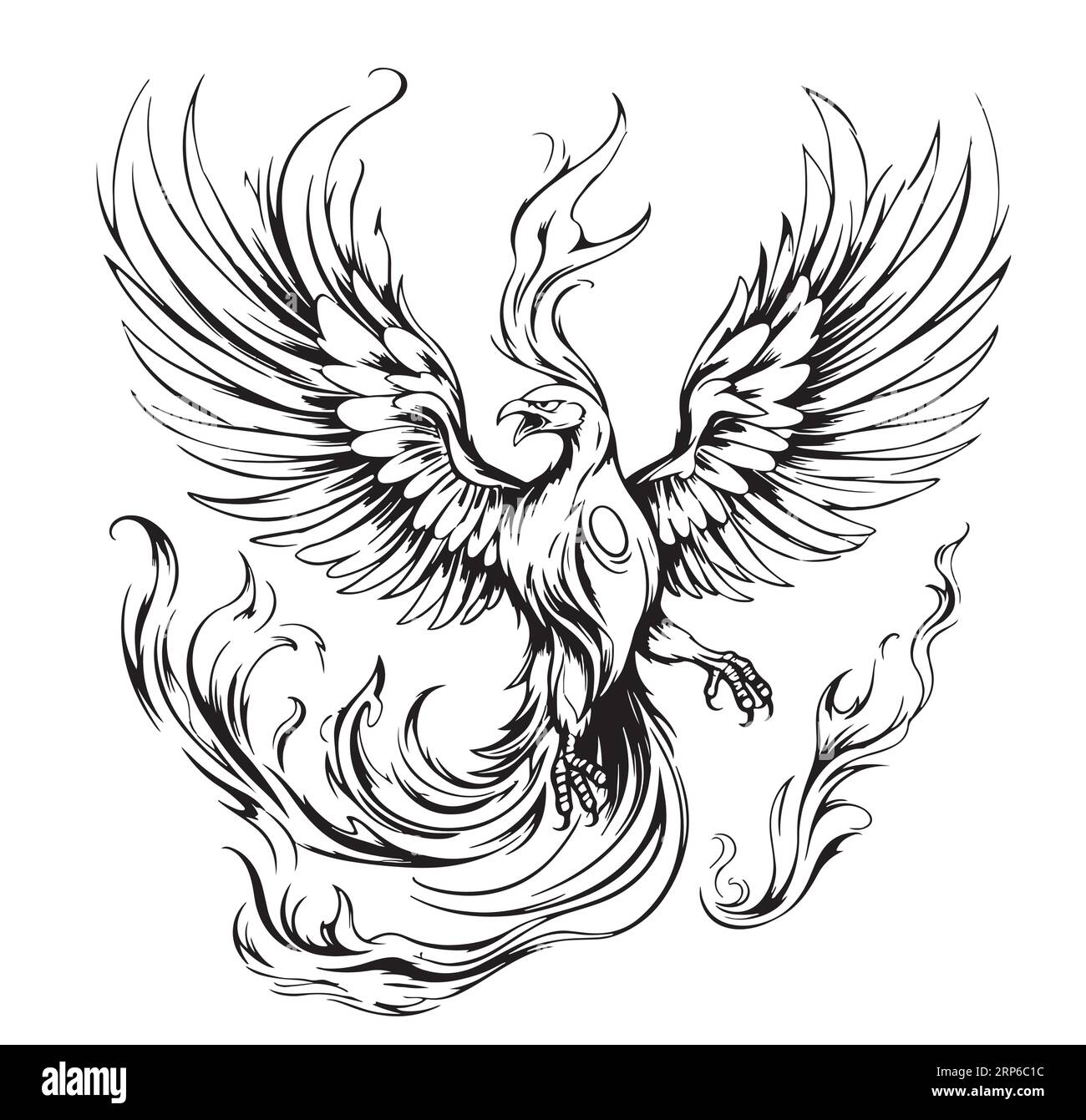 Phoenix esquisse dessinée à la main mythique Birds.Vector Illustration de Vecteur