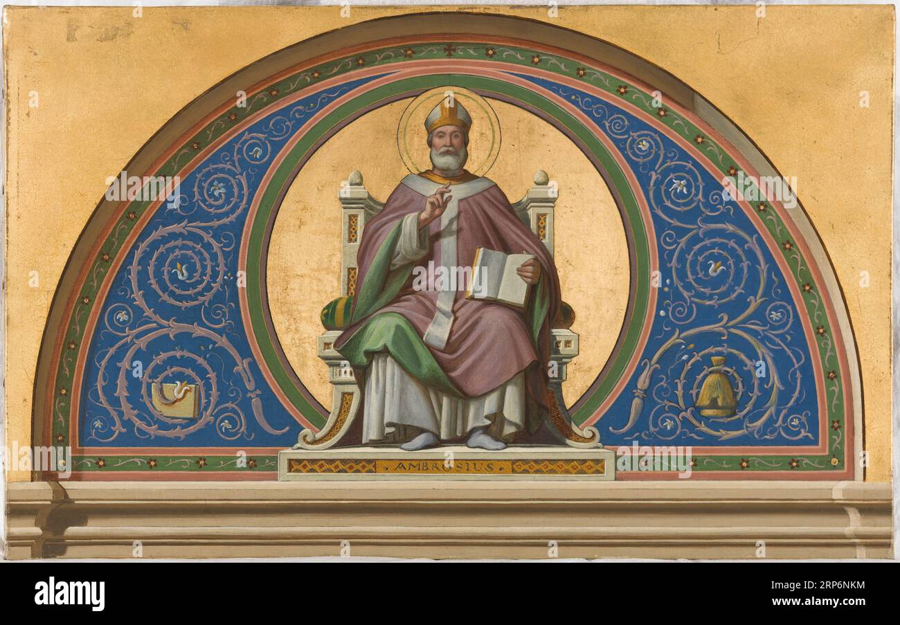 Esquisse pour l'église Saint-Ambroise : Saint Ambroise vers 1866 par Charles Soulacroix Banque D'Images