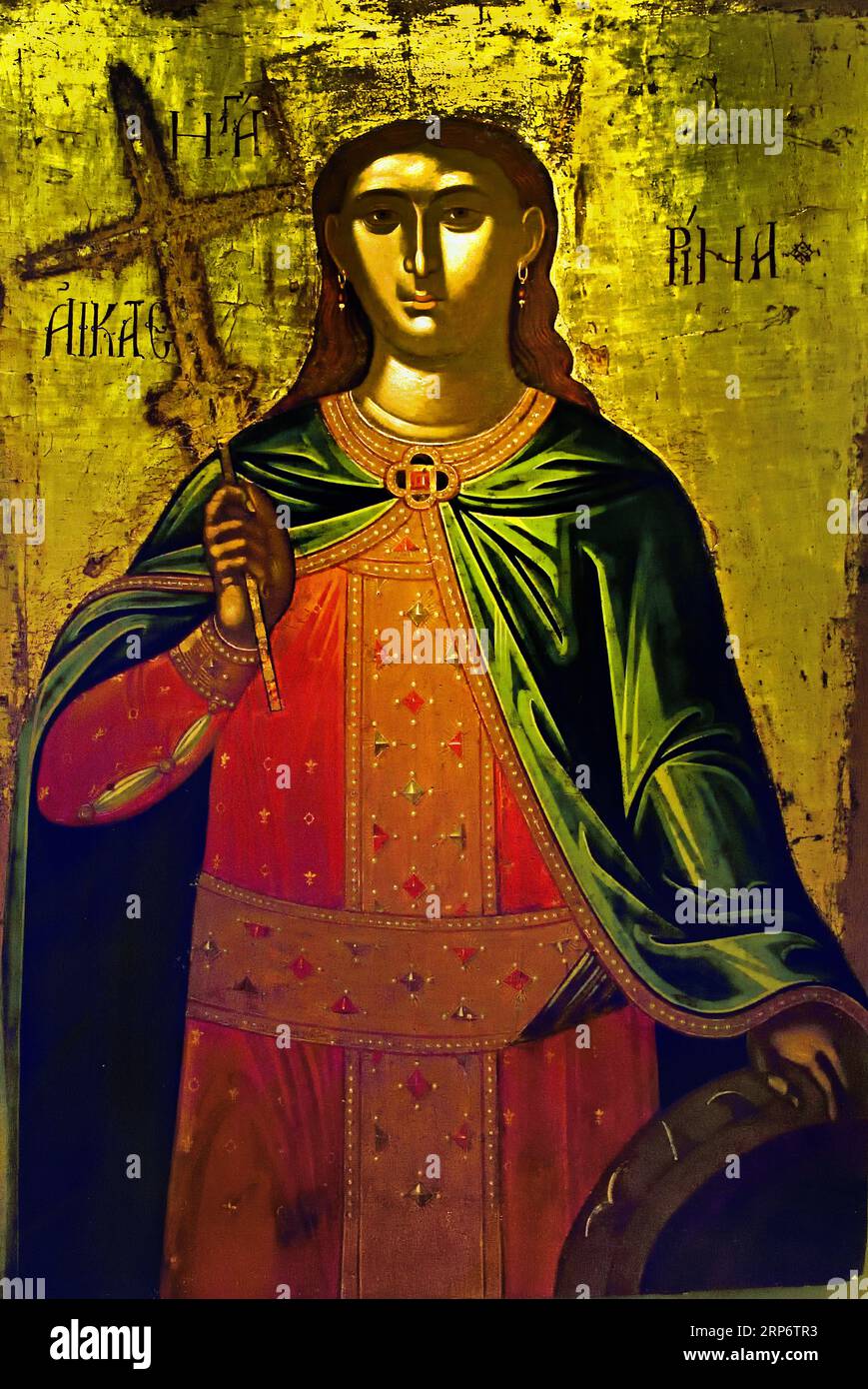 Icône de la Sainte Catherine 16e siècle Athènes Grèce Musée byzantin Église orthodoxe grecque ( icône ) Banque D'Images