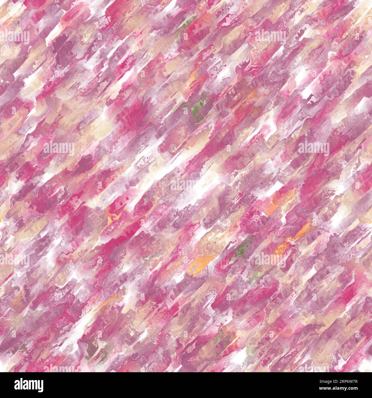 Coups de pinceau diagonaux multicolores abstraits avec réflexion. Couleurs rouge, beige, orange et vert sur fond blanc. Motif sans couture. Banque D'Images