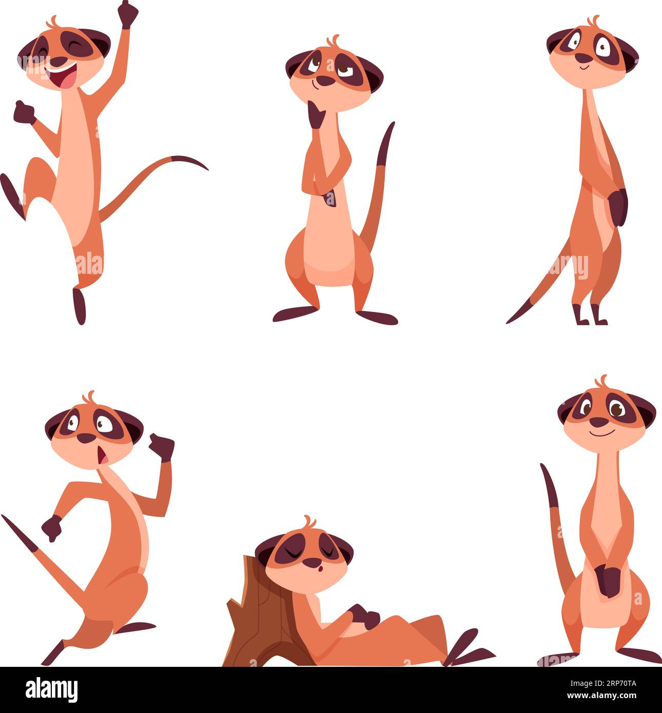 Surikats. Les surikats d'animaux sauvages africains en action posent des caractères debout vectoriels exacts Illustration de Vecteur