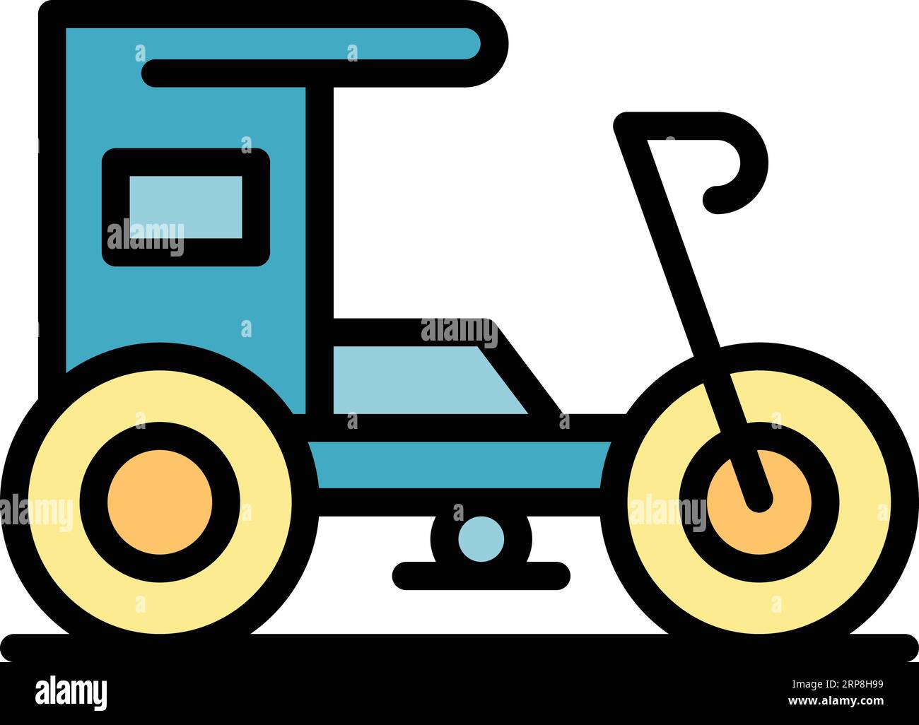 Vecteur de contour d'icône en forme de trisha. Pousse-pousse vieux. Indian vélo couleur plat Illustration de Vecteur