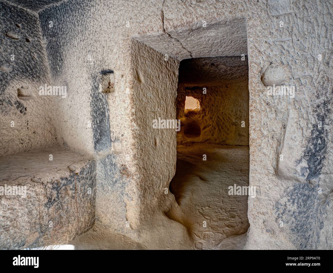 Ville souterraine à Pasabag Monks Valley (alias Fairy Chimneys), Göreme, Cappadoce, Turquie Banque D'Images