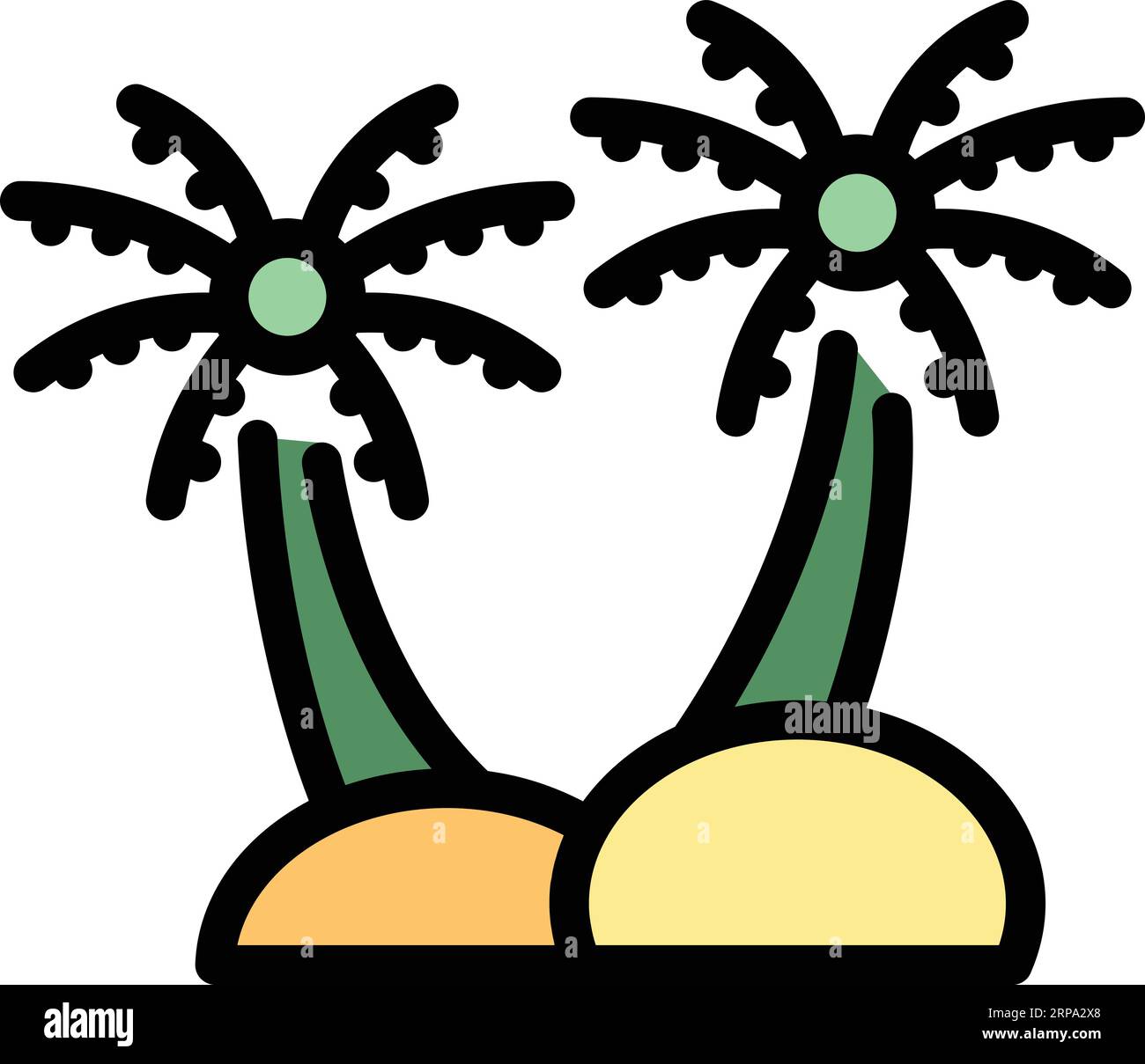 Vecteur de contour d'icône de palmier d'île. Carte touristique. Couleur de voyage de repère plat Illustration de Vecteur