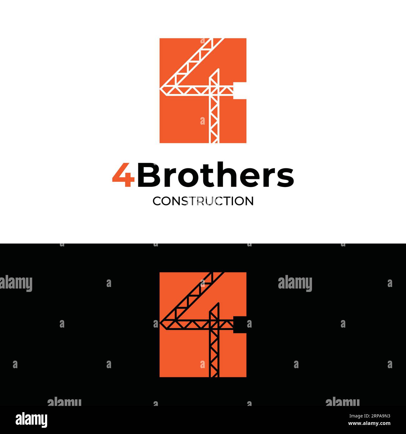 Simple numéro 4 grue pour la construction grue de machines lourdes levage démolition modèle de conception de logo de société de service Illustration de Vecteur