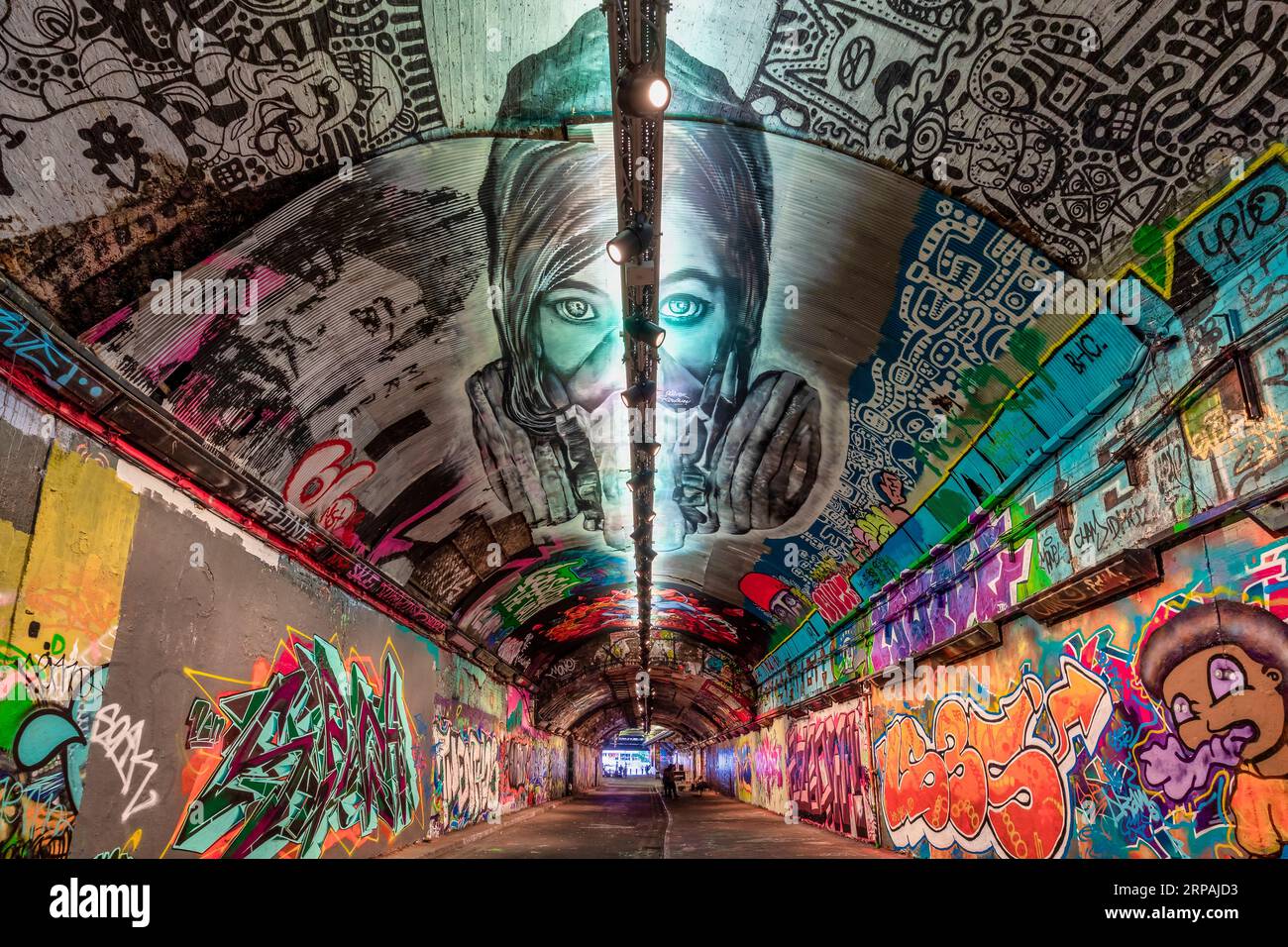 Leake Street, Graffiti tunnel, Wall Art - Londres Royaume-Uni Banque D'Images
