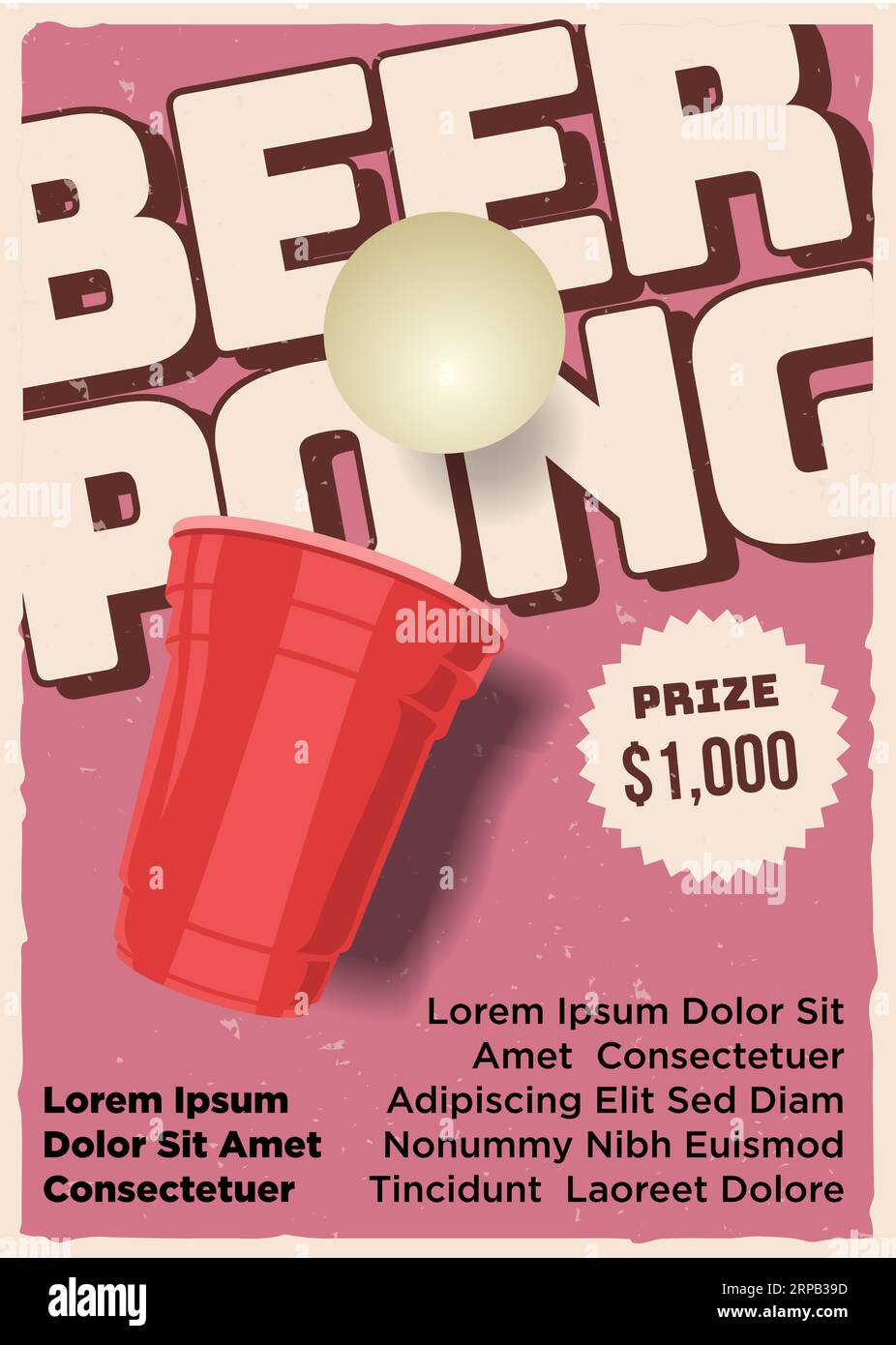 rétro bière pong illustration vectorielle modèle d'affiche vintage couleur Illustration de Vecteur