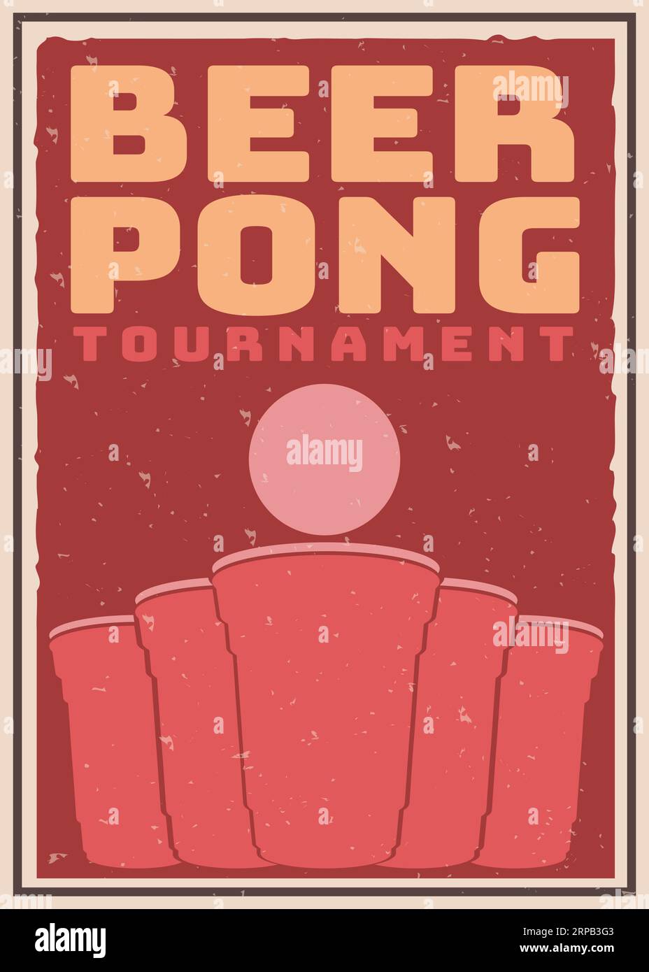 modèle d'affiche de tournoi de bière pong avec texte rétro gras. affiche de style vintage à effet grunge dessiné à la main. illustration vectorielle beer pong Illustration de Vecteur
