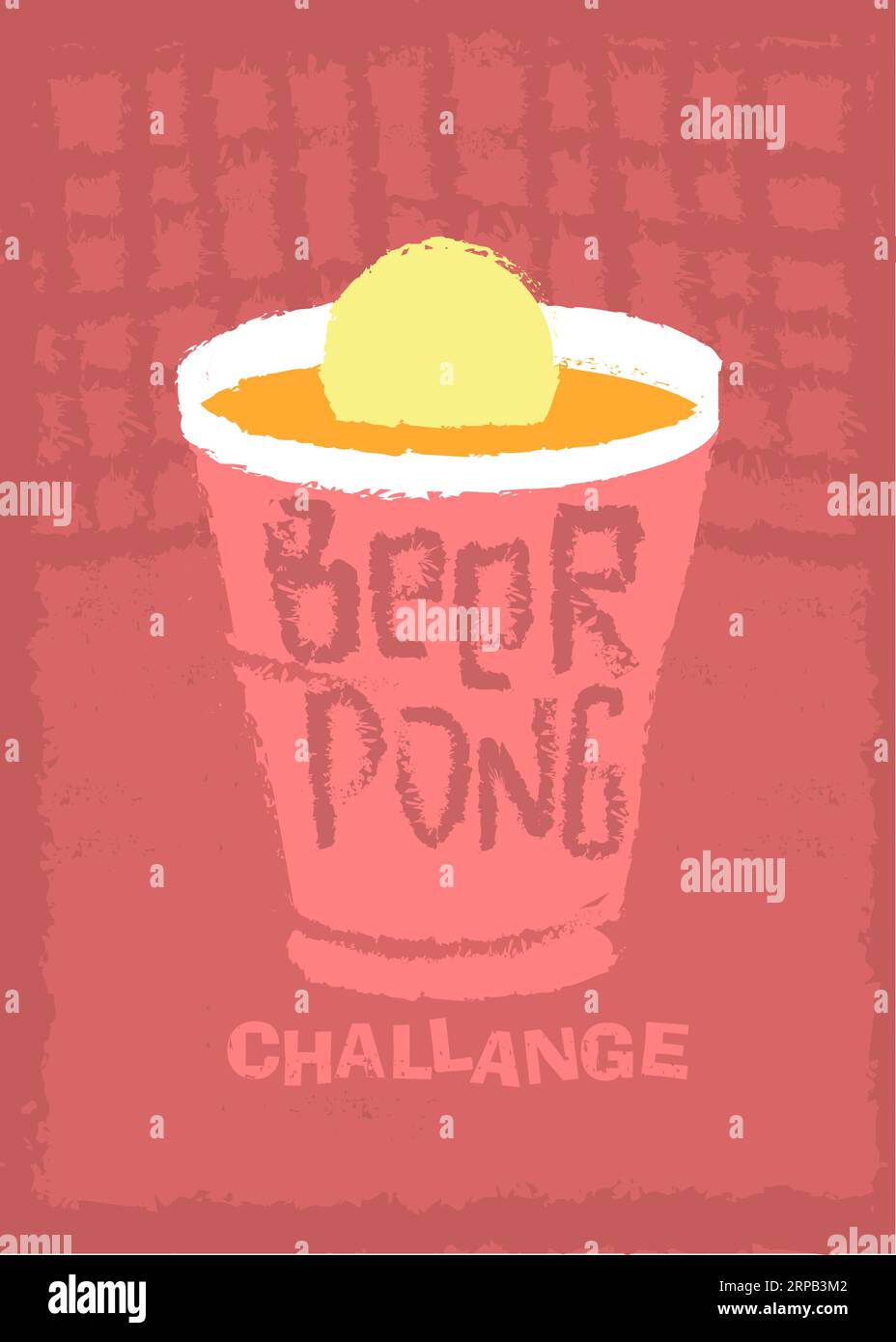 modèle d'affiche challange de bière pong. affiche de style vintage à effet grunge dessiné à la main. illustration vectorielle beer pong Illustration de Vecteur