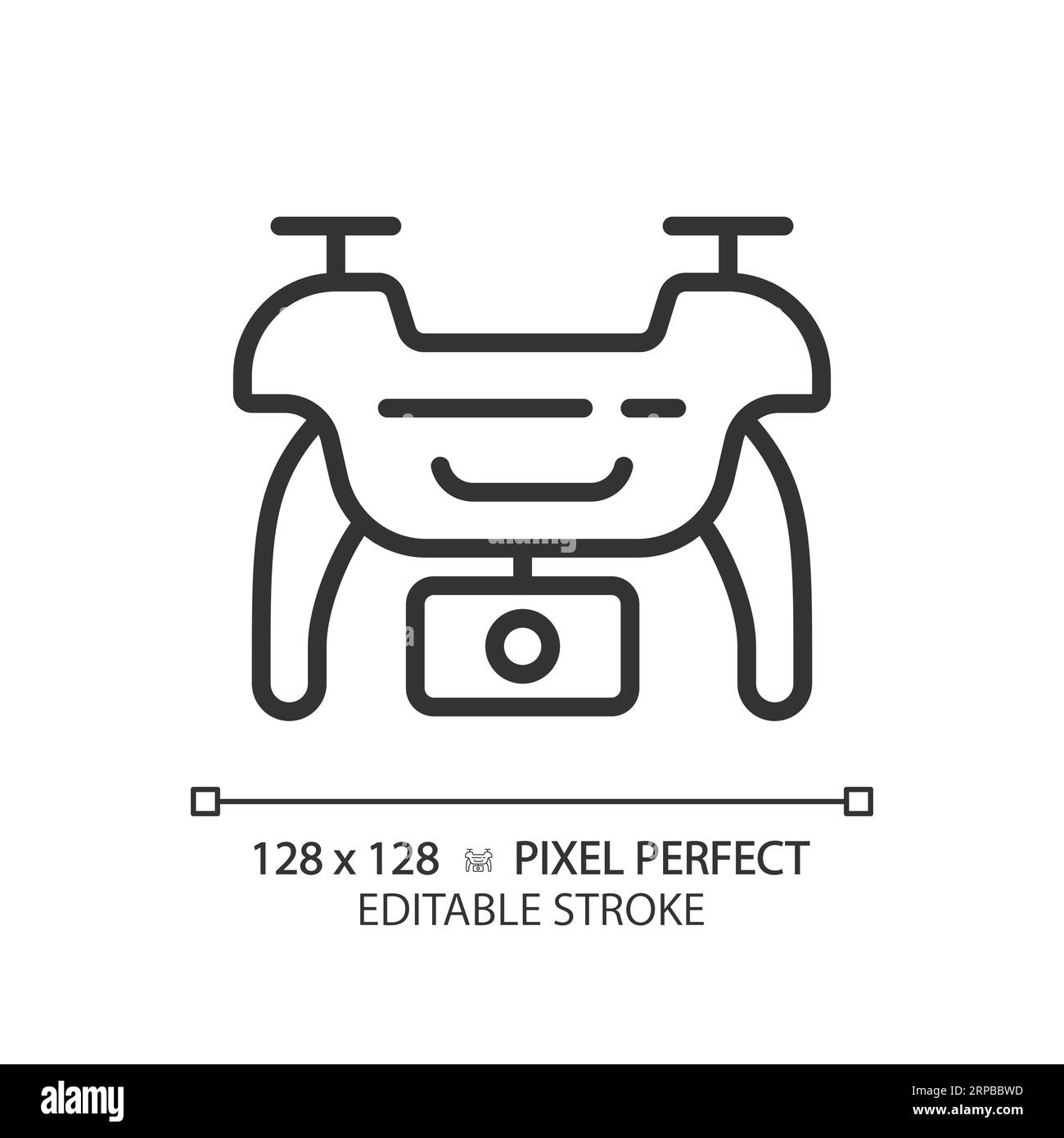 Icône de drone noir linéaire 2D personnalisable Illustration de Vecteur